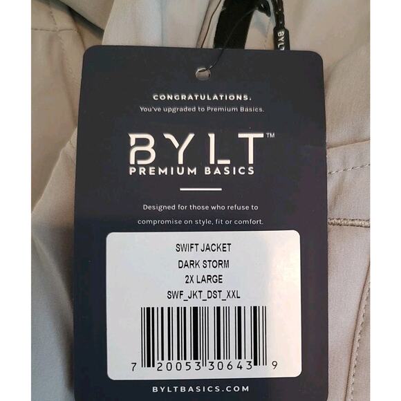 Men's BYLT Premium Swift Gray Jacket Full Zip Running Windbreaker Hooded - XXL - Picture 8 of 10